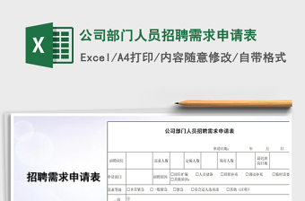 2022年公司部門人員招聘需求申請表免費(fèi)下載