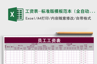 2022年工資表-標(biāo)準(zhǔn)版模板范本（全自動）免費(fèi)下載