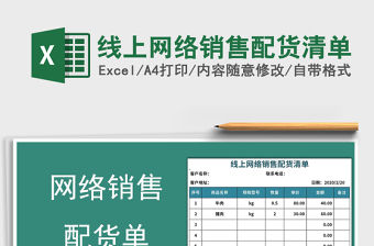 2021年線上網絡銷售配貨清單