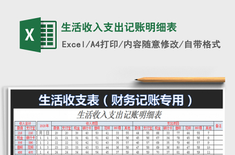 2021年生活收入支出記賬明細(xì)表