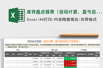 2022年庫(kù)存盤點(diǎn)報(bào)表（自動(dòng)計(jì)算，盈虧自動(dòng)顯示不同顏色）免費(fèi)下載