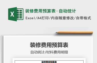 2021年裝修費用預算表-自動統(tǒng)計