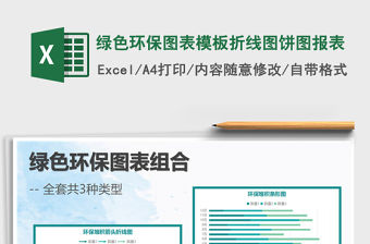 2022年綠色環保圖表模板折線圖餅圖報表免費下載