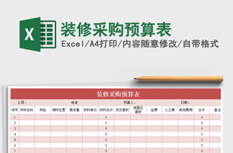 2022年裝修采購預(yù)算表免費(fèi)下載