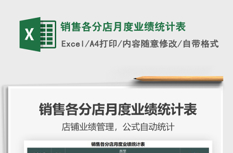 2021年銷售各分店月度業(yè)績統(tǒng)計表