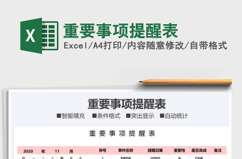 2021年重要事項(xiàng)提醒表