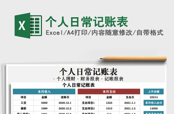 2021年個人日常記賬表
