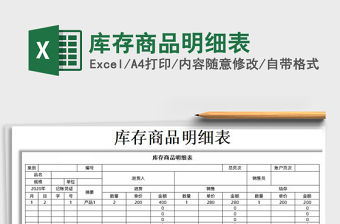 2021年庫存商品明細(xì)表