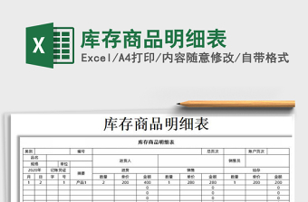 2021年庫(kù)存商品明細(xì)表