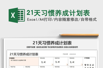 2021年21天習(xí)慣養(yǎng)成計劃表