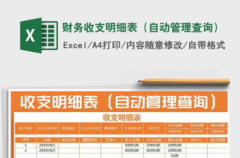 2022excel收支明细查询