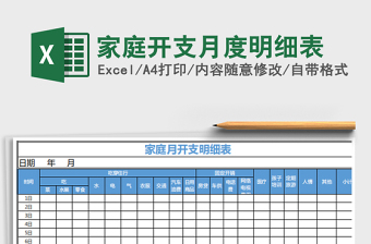 2021年家庭开支月度明细表