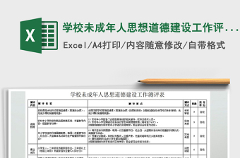 2021年學(xué)校未成年人思想道德建設(shè)工作評價表