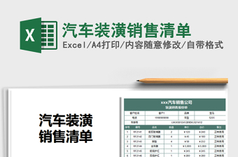 2021年汽車裝潢銷售清單