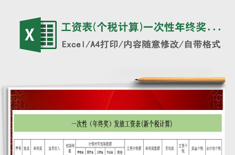 2022年工資表(個(gè)稅計(jì)算)一次性年終獎(jiǎng)發(fā)放