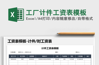 2021年工廠計(jì)件工資表模板