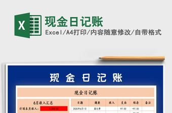 2021年現(xiàn)金日記賬