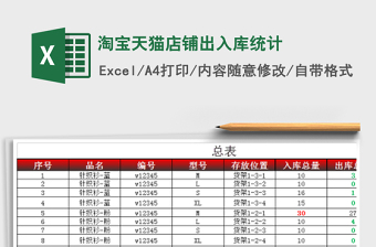 2022年淘寶天貓店鋪出入庫統(tǒng)計(jì)免費(fèi)下載