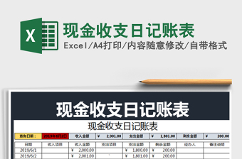 2021年現(xiàn)金收支日記賬表免費(fèi)下載
