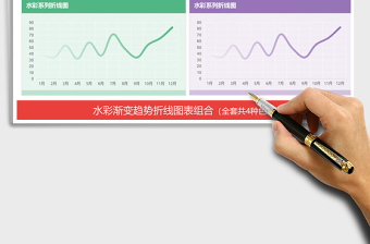 2022年清新水彩渐变趋势折线图表模板免费下载