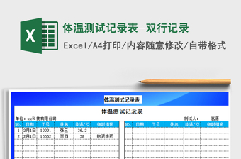 2022外来人员体温测试记录表