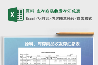 2022年原料 庫存商品收發(fā)存匯總表免費下載
