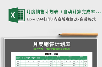 2022年月度銷售計劃表（自動計算完成率）免費下載
