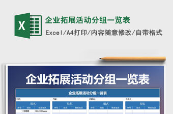 2021年企業拓展活動分組一覽表免費下載
