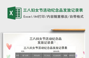 2022年三八婦女節活動紀念品發放記錄表免費下載