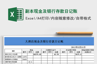 2021年副本現(xiàn)金及銀行存款日記賬免費下載