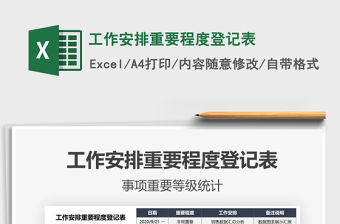 2021年工作安排重要程度登記表