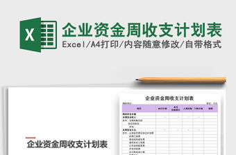 2022年企業資金周收支計劃表免費下載