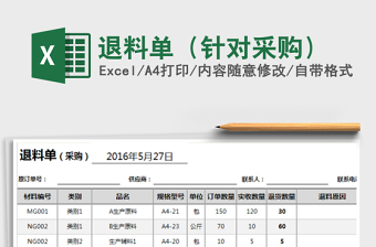 2022年退料單（針對(duì)采購(gòu)）免費(fèi)下載