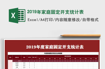 2022年2019年家庭固定開支統(tǒng)計(jì)表免費(fèi)下載