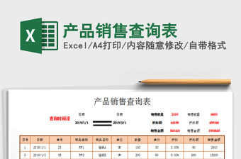 2021年產(chǎn)品銷售查詢表