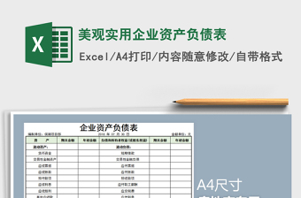 2021年美觀實用企業(yè)資產(chǎn)負(fù)債表免費下載