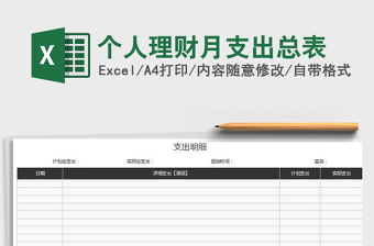 2022年個人理財月支出總表免費下載