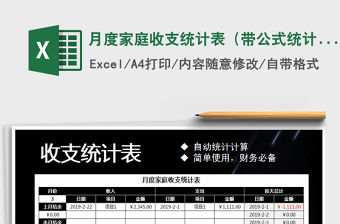 2021年月度家庭收支統計表（帶公式統計）免費下載
