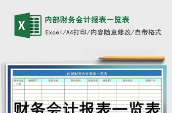 2021年內部財務會計報表一覽表