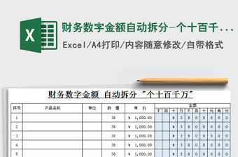 2021年財(cái)務(wù)數(shù)字金額自動(dòng)拆分-個(gè)十百千萬免費(fèi)下載