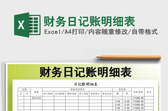 2022年財務日記賬明細表免費下載