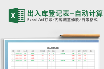 2022年出入庫登記表-自動(dòng)計(jì)算免費(fèi)下載