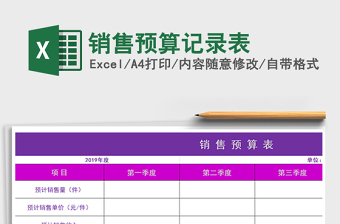 2022年銷售預(yù)算記錄表免費(fèi)下載