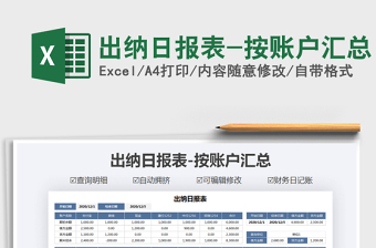 2021年出納日?qǐng)?bào)表-按賬戶匯總