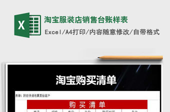 2022年淘寶服裝店銷售臺賬樣表免費下載