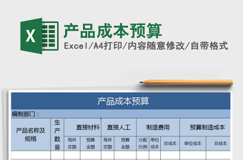 2022年產品成本預算免費下載