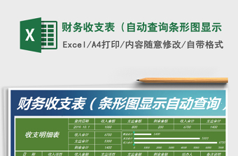 2021年財務(wù)收支表（自動查詢條形圖顯示