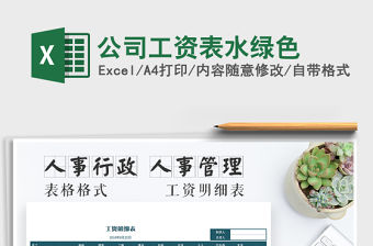 2021年公司工資表水綠色免費下載