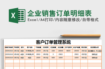 2021年企業(yè)銷售訂單明細(xì)表