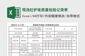 2022年現(xiàn)澆砼護坡質(zhì)量檢驗記錄表免費下載